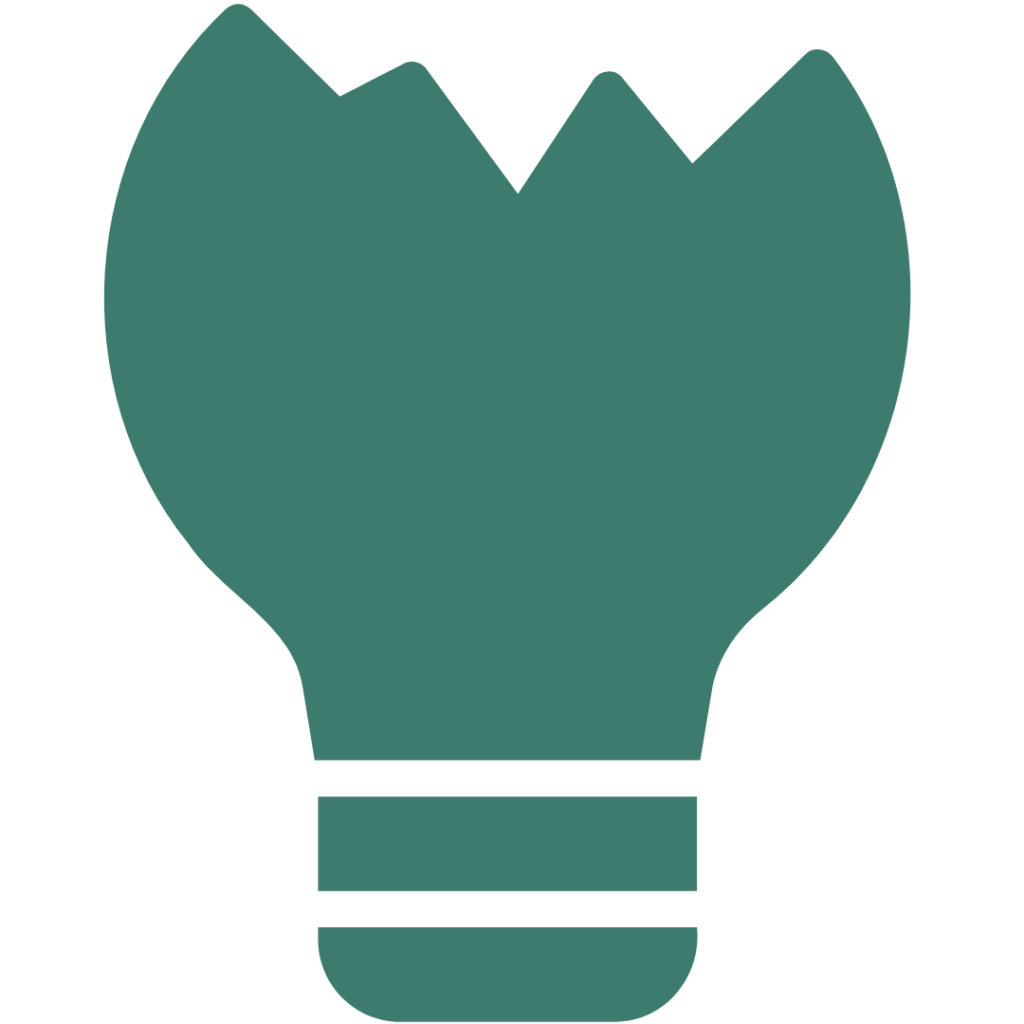 Ícone de lâmpada apagada representando ideia não utilizada, oportunidade perdida ou projeto não desenvolvido.