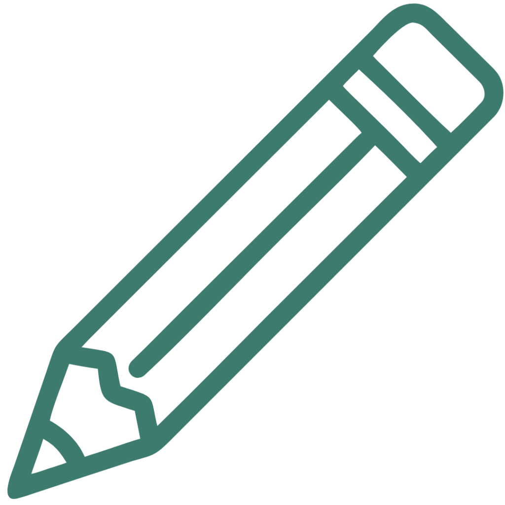 Ícone de lápis representando elaboração de projetos, escrita técnica, planejamento e desenvolvimento de propostas.